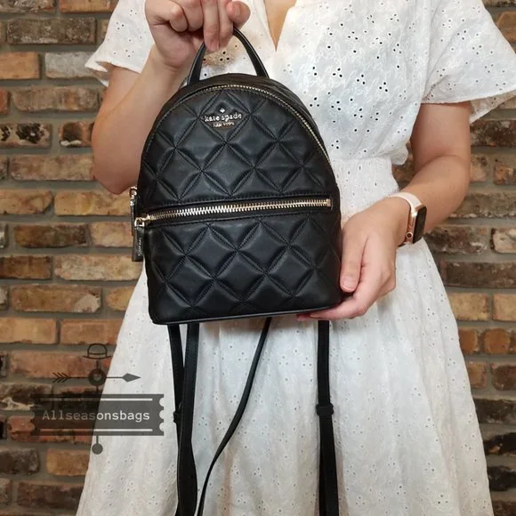 KATE Spade Mini Natalia Backpack Crossbody BLACK Leather  display picture 2